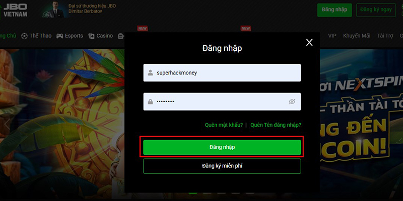 dien thong tin roi bam dang nhap jbo 2